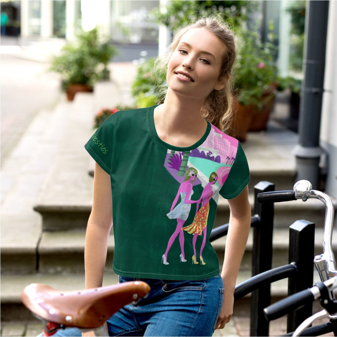 besties-graphic-tee-crop-top-green-wickedyo 2 hastag-art-wkdart